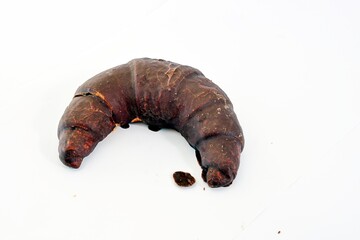 chocolate covered croissants isolated on a white background. French pastries.