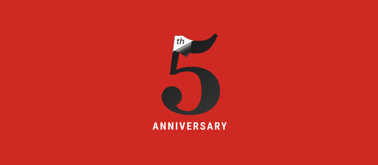 5 years anniversary vector icon, logo. Design element with elegant sign