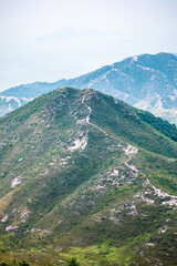 Fototapeta premium Hiking Footpath in mountain, countryside of Castle Peak, Hong Kong, daytime, Autumn
