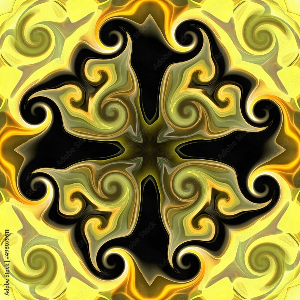 Poster abstract vintage background colored mosaic symmetrical pattern on textured canvas colorful flower de