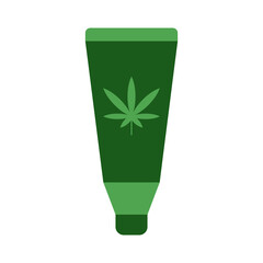Green toothpaste with marijuana leaf vector icon