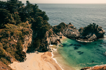 mcway falls in big sur on a summer day