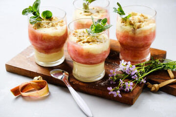 Rhubarb compote with vanilla sauce