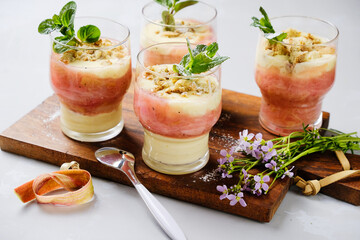 Rhubarb compote with vanilla sauce