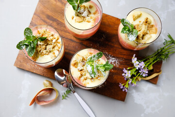 Rhubarb compote with vanilla sauce