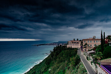 Mediterranean spring landscape in Taormina, SIcily, Italy