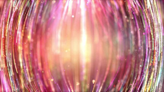 Colorful elegant particle rains is spectacular motion. Elegant colored particles are constantly falling, dreamy streamers. Used for wedding celebrations, stage screen backgrounds, performance videos.