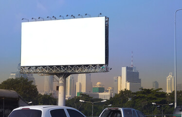 mock up billboard on street city background - obrazy, fototapety, plakaty