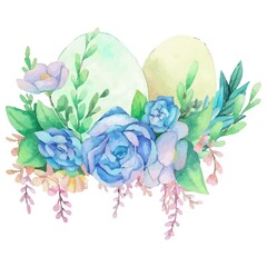 Easter eggs watercolor decoration for design. Vector illustration.