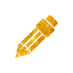 Hand drawn gold foil texture icon Pencil