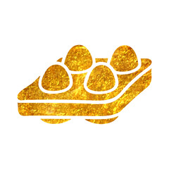 Hand drawn gold foil texture icon Egg cardbox