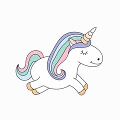 Cute unicorn. A colorful multi-colored illustration depicting the emotion of joy. Vector illustration isolated on white background.