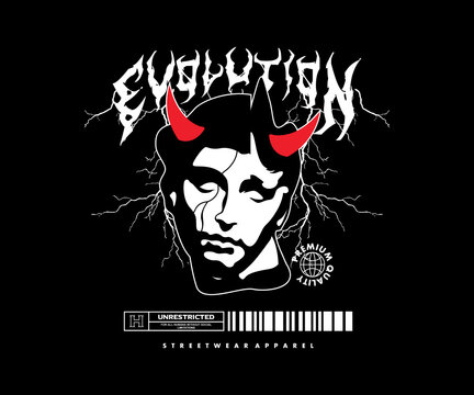 Evolution People to Devil t shirt design, vector graphic, typographic poster or tshirts street wear and Urban style