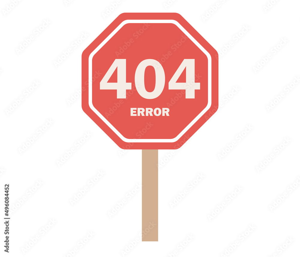 Poster 404 error sign. page lost and message not found icon. vector flat illustration