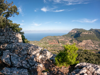 Landscape of the Serra de Tramuntana , mountain range on the Spanish island of Palma de Mallorca, Spain, Europe
