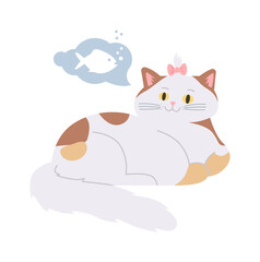 Dreaming cat Cute Animal Pet. Vector illustration
