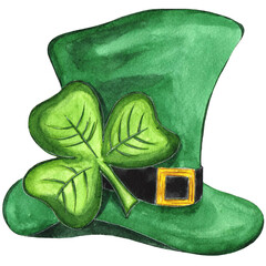 St. Patrick's Day hat, Watercolor illustration