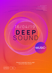 Neon club flyer. Electro dance music. Trance party dj. Electronic sound fest. Techno event poster.