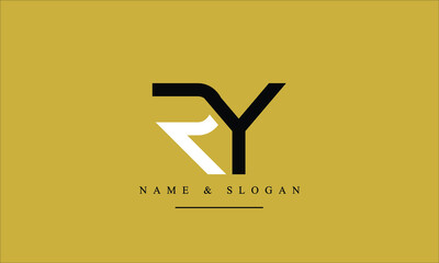 RY, YR, R, Y abstract letters logo monogram - obrazy, fototapety, plakaty