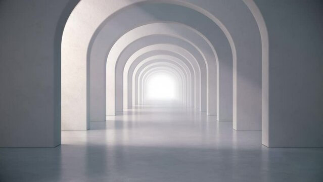 White arch background with sunlight.
Architecture arc rhythm background, 4K seamless loopable animation.