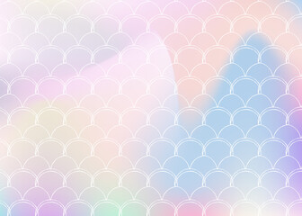 Holographic scale background with gradient mermaid.