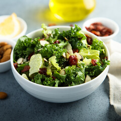 Healthy kale salad with cranberry and almond