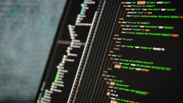 Close-up of a computer screen, with program code. A major project is being developed.