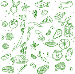 hand-drawn-food-background | seamless background with vegetables