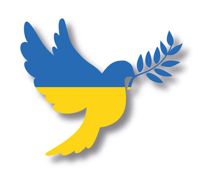 Dove of peace in the colors of the Ukrainian flag. Vector logo.