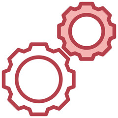 GEAR red line icon,linear,outline,graphic,illustration