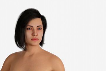 Obraz premium a beautiful woman, white background, 3d rendering