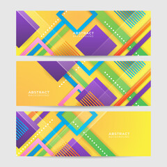 Set of modern colorful geometrical abstract banner background. Business or technology presentation design template, brochure or flyer pattern, or geometric web banner