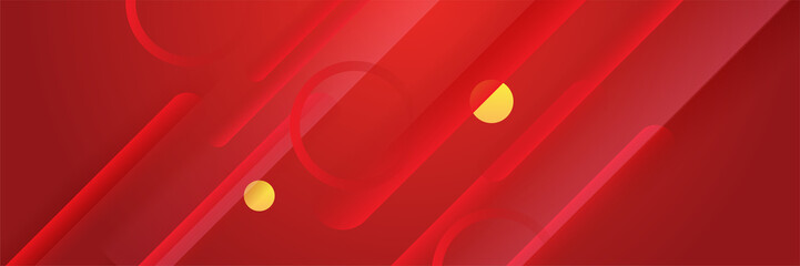 Modern colorful red abstract web banner background creative design. Banner design with square, triangle, circle, halftone, and dots. Vector abstract graphic design banner pattern background template.