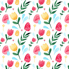 seamless watercolor patterns from eggs and plants