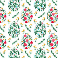 seamless watercolor patterns from eggs and plants
