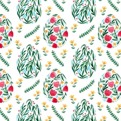 seamless watercolor patterns from eggs and plants © SOKA