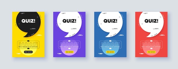 Poster frame with quote, comma. Quiz tag. Answer question sign. Examination test symbol. Quotation offer bubble. Quiz message. Vector