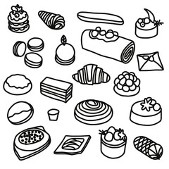 set cookies hand drawn in doodle style. Vector illustration