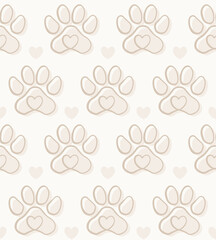 Cat or dog paw seamless pattern, animal footprint wallpaper
