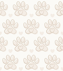 Cat or dog paw seamless pattern, animal footprint wallpaper