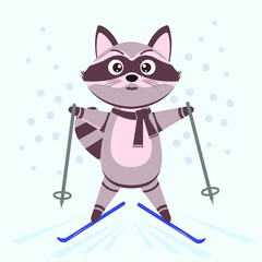 
Animals. Funny little raccoon. Vector drawing, background, design.