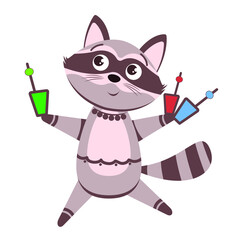 
Animals. Funny little raccoon. Vector drawing, background, design.