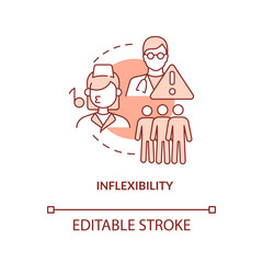 Inflexibility terracotta concept icon. Lack of access to healthcare abstract idea thin line illustration. Role of nurse. Isolated outline drawing. Editable stroke. Arial, Myriad Pro-Bold fonts used