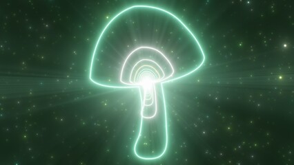 Mushroom Fungus Plant Shape Outline Glowing Neon Lights Tunnel Portal - Abstract Background Texture © IncrediVFX
