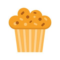 Muffin color vector icon. Flat cupcake illustration. Cake dessert design.