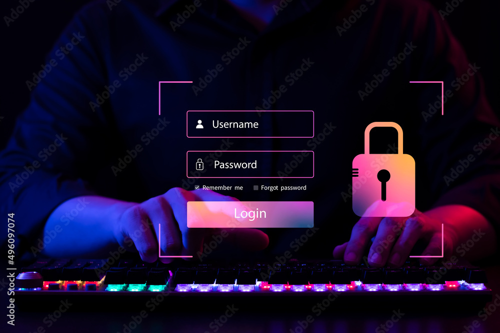 Wall mural cybersecurity concept, user privacy security and encryption, secure internet access future technolog