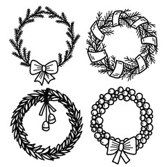simple doodle illustration of christmas wreaths. Vector illustration