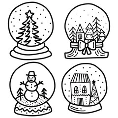 simple doodle illustration of snow globes. Vector illustration