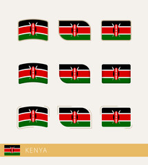 Vector flags of Kenya, collection of Kenya flags.