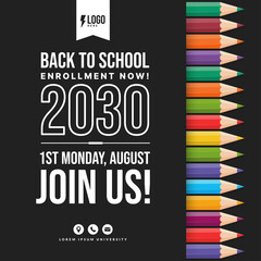 Welcome back to school background with colour pencils, Concept of education banner with back to School lettering design